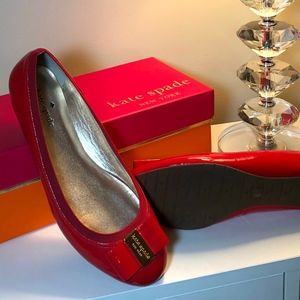 Kate Spade red patent leather flats with box size8